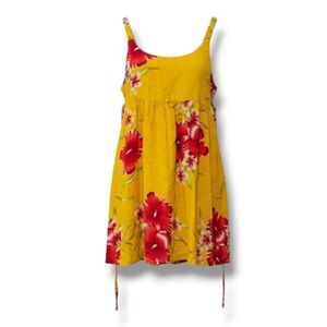 Aloha Fashion Girls Yellow Tropical Floral Vacation Dress – Size 8, Sleeveless